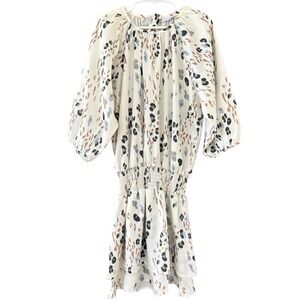 Pleat Colorful Leopard Print‎ Dress Girls 10 Layered Blouson Long Sleeve NWOT